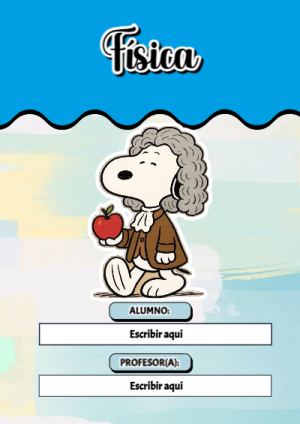 Portada de Snoopy de Física para cuaderno para niños de primaria - versión premium para imprimir