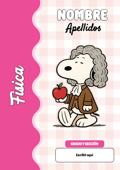 Portada de Snoopy de Física Editable para Imprimir Gratis