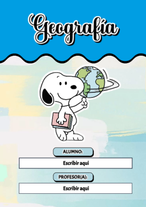 Portada de Snoopy de Geografía para cuaderno para clases - ideal para cuadernos de espiral