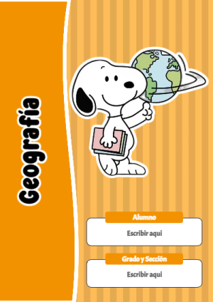 Portada de Snoopy de Geografía para cuaderno con estilo infantil - formato digital listo para usar