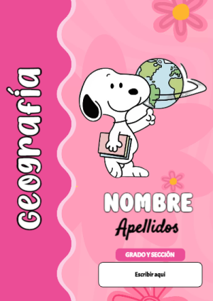 Portada de Snoopy de Geografía para cuaderno con estilo creativo - estilo único para estudiantes
