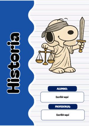 Portada de Snoopy de Historia para cuaderno ideal para niños - para personalizar tus materias