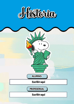 Portada de Snoopy de Historia para cuaderno escolar creativa - para el regreso a clases