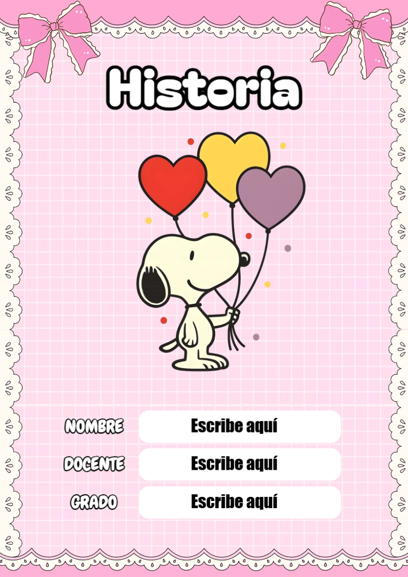 Portada de Snoopy de Historia Editable para Imprimir Gratis