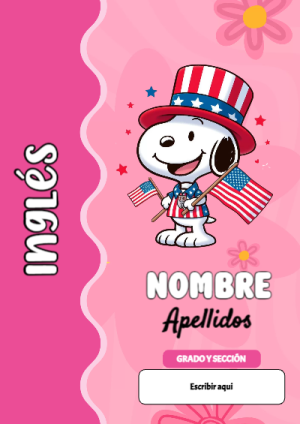 Portada de Snoopy de Inglés para cuaderno para primaria - ideal para el nuevo año escolar