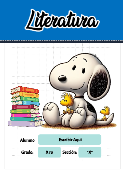 Portada de Snoopy de literatura Editable para Imprimir Gratis