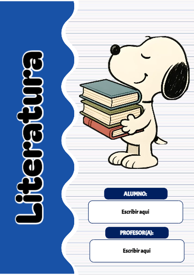 Portada de Snoopy de Literatura Editable para Imprimir Gratis