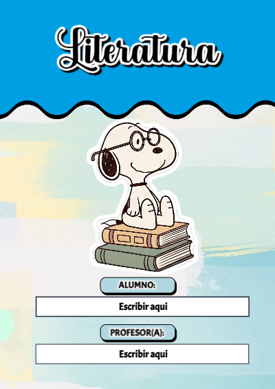 Portada de Snoopy de Literatura Editable para Imprimir Gratis
