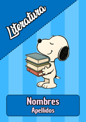 Portada de Snoopy de Literatura para cuaderno en formato A4 - creación especial de Mini Canva