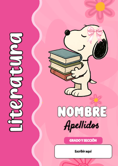Portada de Snoopy de Literatura Editable para Imprimir Gratis
