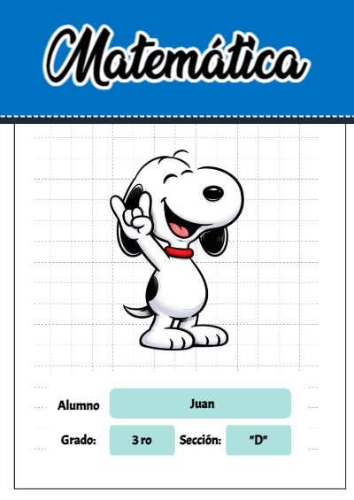Portada de Snoopy de Matematica Editable para Imprimir Gratis