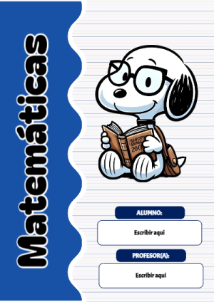 Portada de Snoopy de Matematicas para cuaderno para niños de primaria - diseño escolar moderno