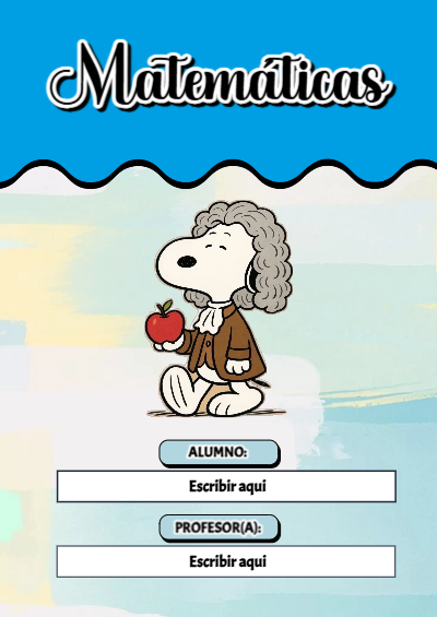 Portada de Snoopy de Matemáticas para cuaderno colorida y creativa - para el regreso a clases