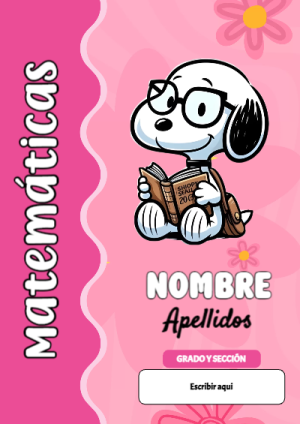 Portada de Snoopy de Matemáticas para cuaderno fácil de imprimir - disponible para descarga gratuita
