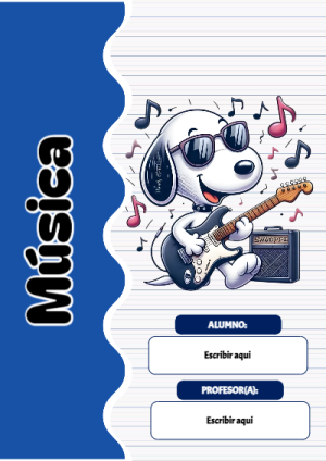 Portada de Snoopy de Música para cuaderno con diseño bonito - para todas las edades y grados