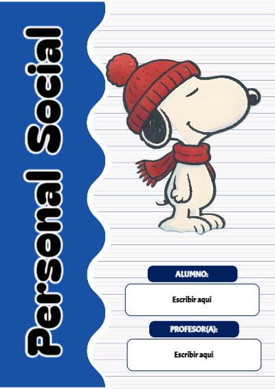 Portada de Snoopy de personal social Editable para Imprimir Gratis