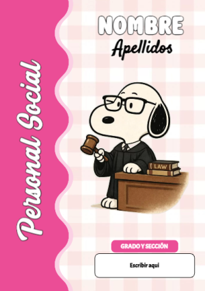 Portada de Snoopy de Personal Social para cuaderno llamativa y bonita - para todas las edades y grados