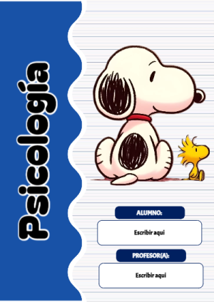 Portada de Snoopy de Psicología para cuaderno en tamaño A4 - perfecto para organizar tus apuntes
