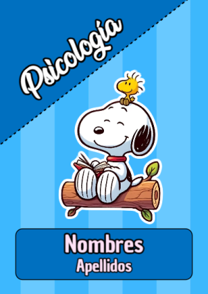 Portada de Snoopy de Psicología para cuaderno con estilo infantil - disponible para descarga gratuita