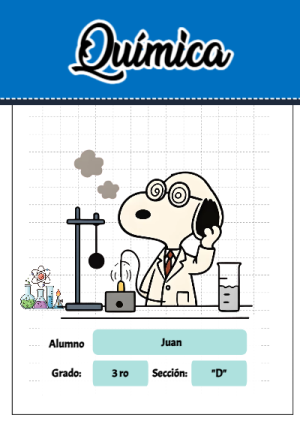 Portada de Snoopy de quimica para cuaderno escolar para imprimir gratis - para el regreso a clases