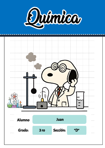 Portada de Snoopy de quimica Editable para Imprimir Gratis