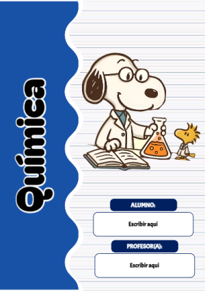 Portada de Snoopy de Quimica para cuaderno colorida y creativa - formato digital listo para usar