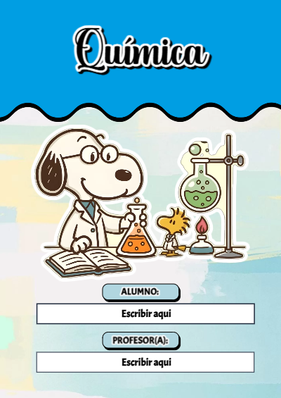 Portada de Snoopy de Química Editable para Imprimir Gratis