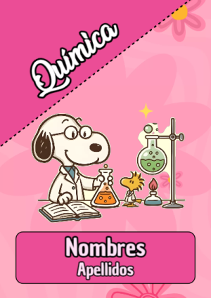 Portada de Snoopy de Química para cuaderno escolar para imprimir gratis - perfecto para organizar tus apuntes
