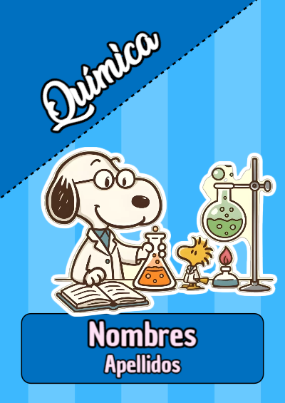 Portada de Snoopy de Química Editable para Imprimir Gratis