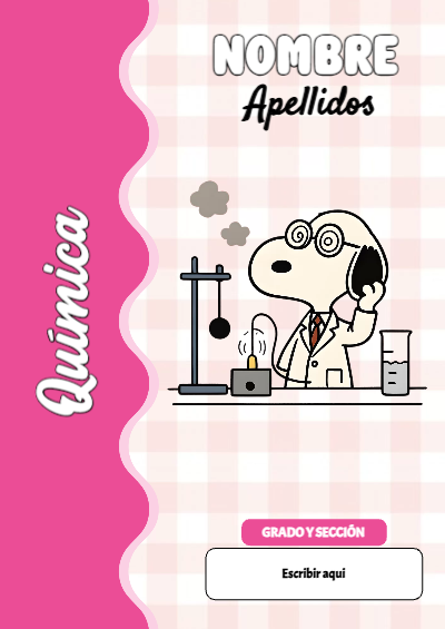 Portada de Snoopy de Química Editable para Imprimir Gratis