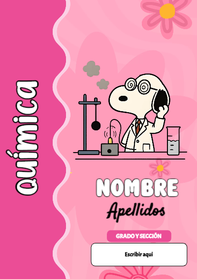 Portada de Snoopy de Química Editable para Imprimir Gratis