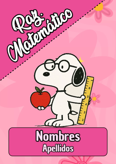 Portada de Snoopy de Raz. Matemático Editable para Imprimir Gratis