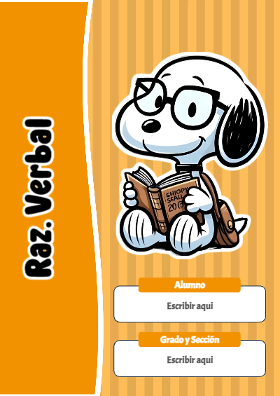 Portada de Snoopy de Raz. Verbal Editable para Imprimir Gratis