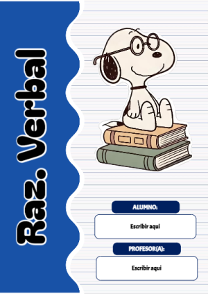 Portada de Snoopy de Razonamiento Verbal para cuaderno en formato A4 - para personalizar tus materias