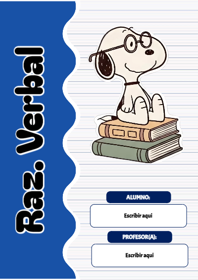 Portada de Snoopy de Razonamiento Verbal Editable para Imprimir Gratis