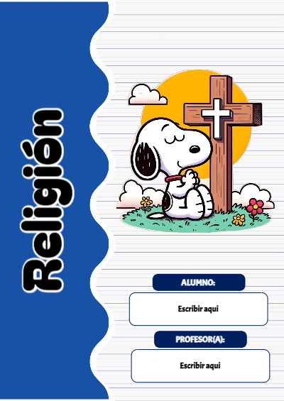 Portada de Snoopy de Religion Editable para Imprimir Gratis