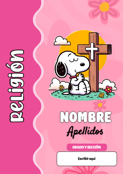 Portada de Snoopy de Religión Editable para Imprimir Gratis