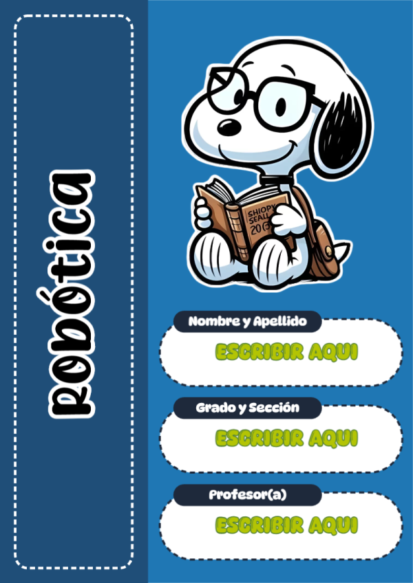 Portada de Snoopy de Robótica Editable para Imprimir Gratis