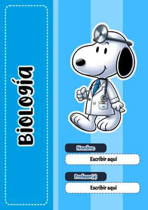 Portada de Snoopy de Snoopy de Biologia para cuaderno decorativa y bonita - para el regreso a clases