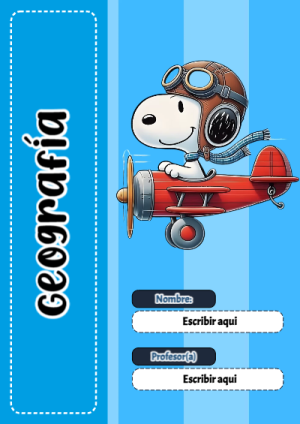 Portada de Snoopy de Snoopy de Geografia para cuaderno para clases - creación especial de Mini Canva