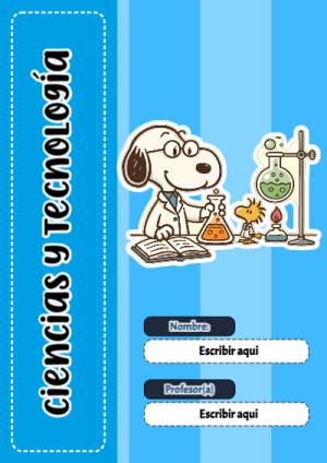 Portada de Snoopy de Snoopy de Snoopy de Ciencias y Tecnologia para cuaderno bonita para imprimir - ideal para el nuevo año escolar