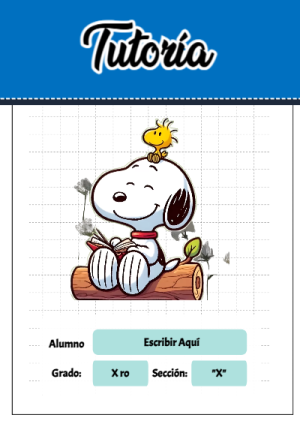 Portada de Snoopy de tutoria para cuaderno con estilo infantil - estilo único para estudiantes