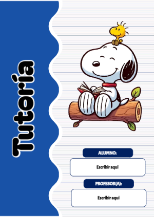Portada de Snoopy de Tutoría para cuaderno con diseño escolar - diseño exclusivo y original