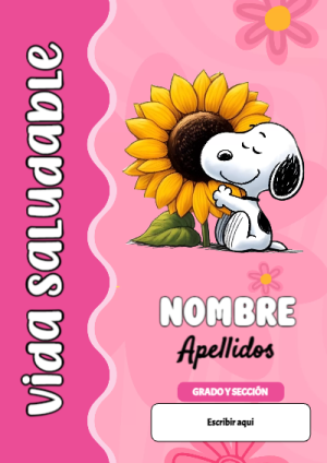 Portada de Snoopy de Vida Saludable para cuaderno decorativa y bonita - para todas las edades y grados