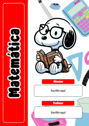 Portada de Snoopy - MATEMATICA para cuaderno ideal para niños - diseño escolar moderno