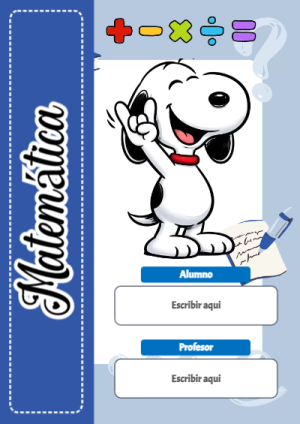 Portada de Snoopy - MATEMATICA para cuaderno para estudiantes - para personalizar tus materias