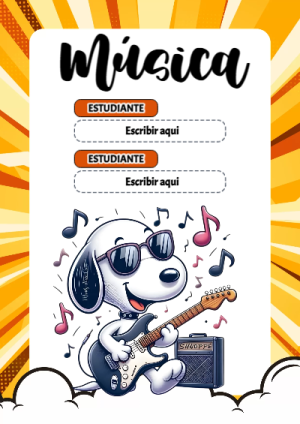 Portada de Snoopy - Musica para cuaderno para niños de primaria - estilo único para estudiantes