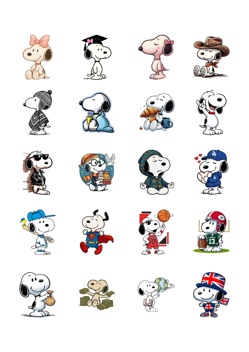 Stickers de Snoopy para Imprimir en PDF Gratis (Diseño 4) para imprimir y recortar gratis - para personalizar tus materias