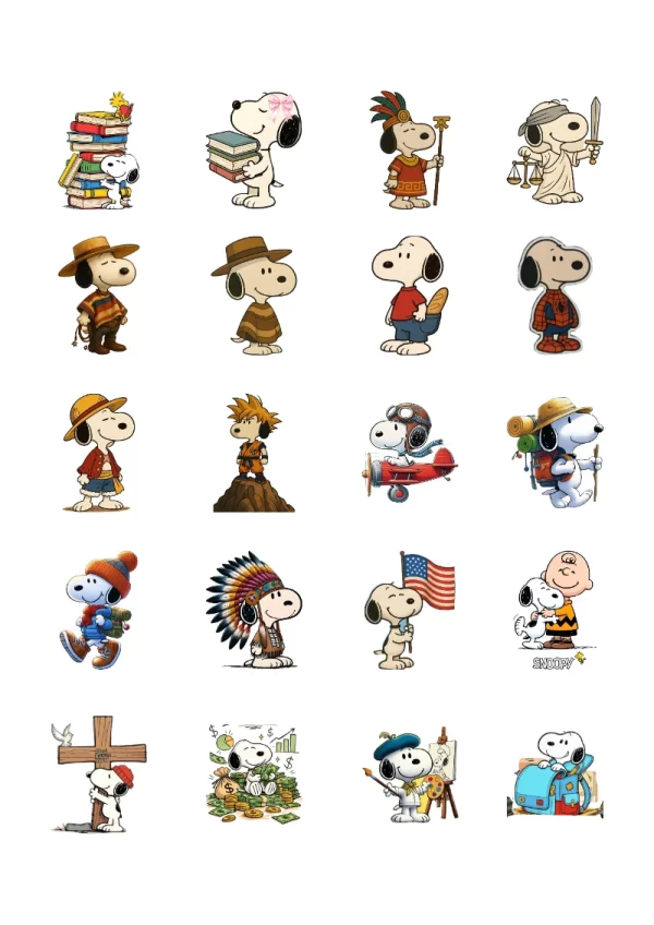 Stickers decorativos de Snoopy para Imprimir Gratis y Editar (Diseño 3) para imprimir en A4 - tendencia educativa 2026