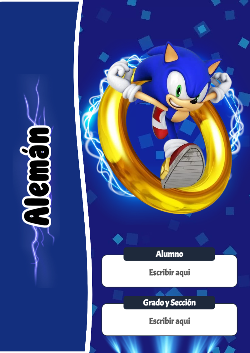 Portada de Sonic de Alemán Editable para Imprimir Gratis